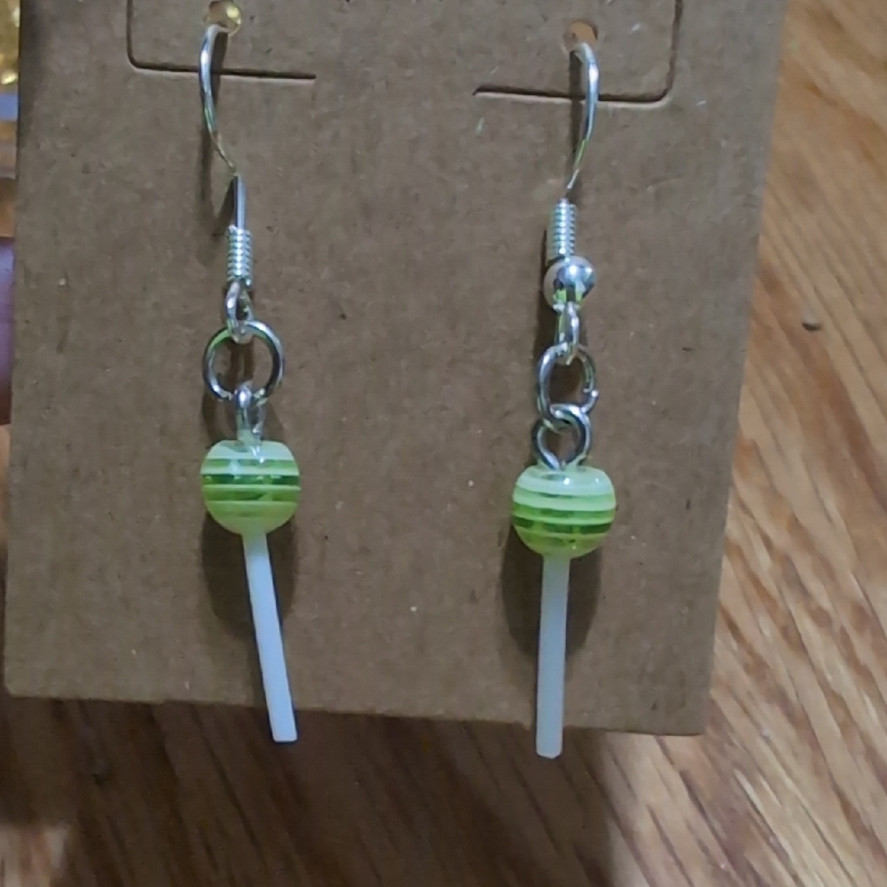 Green Lollipop Earrings